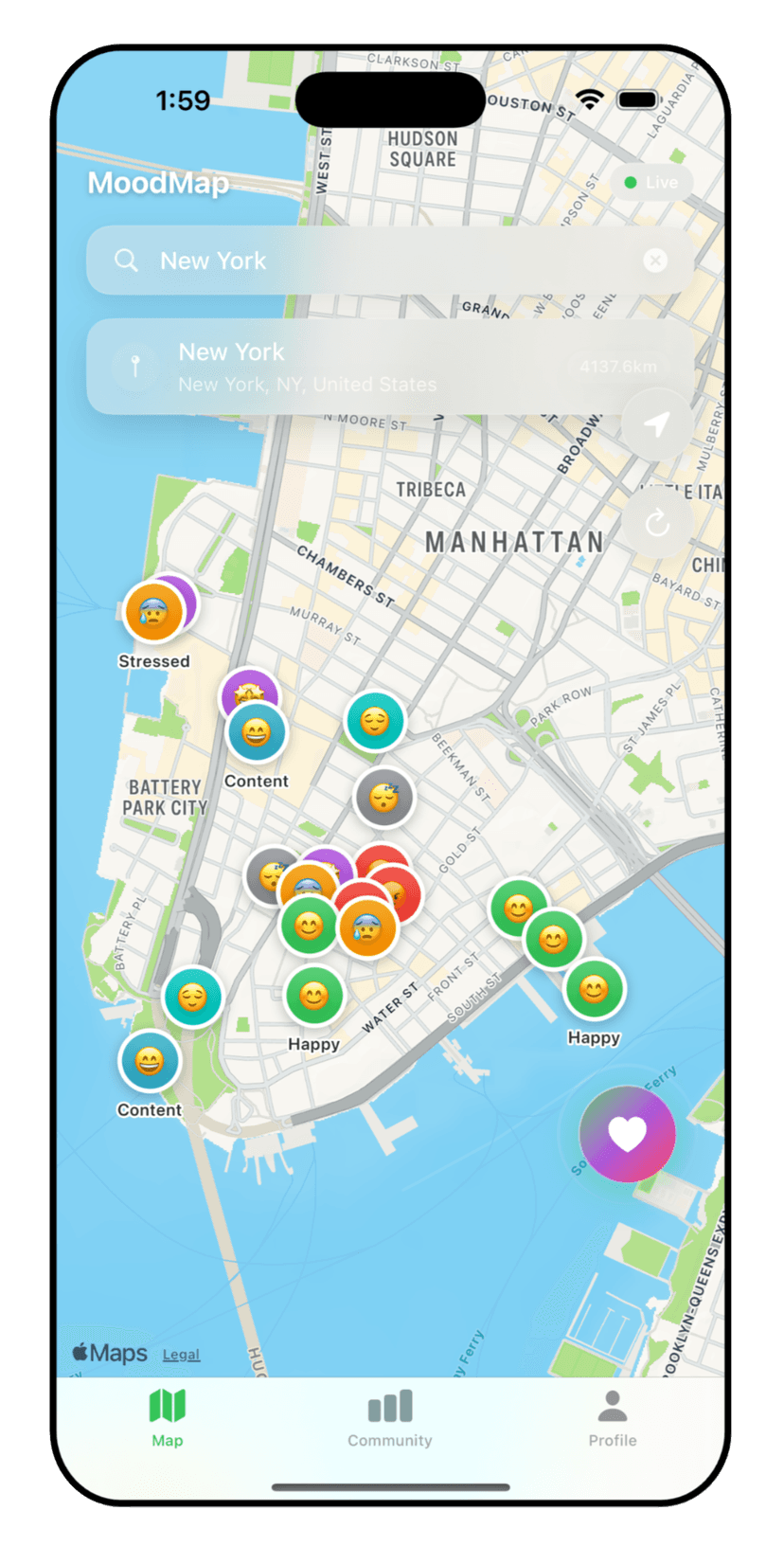 MoodMap App Screenshot